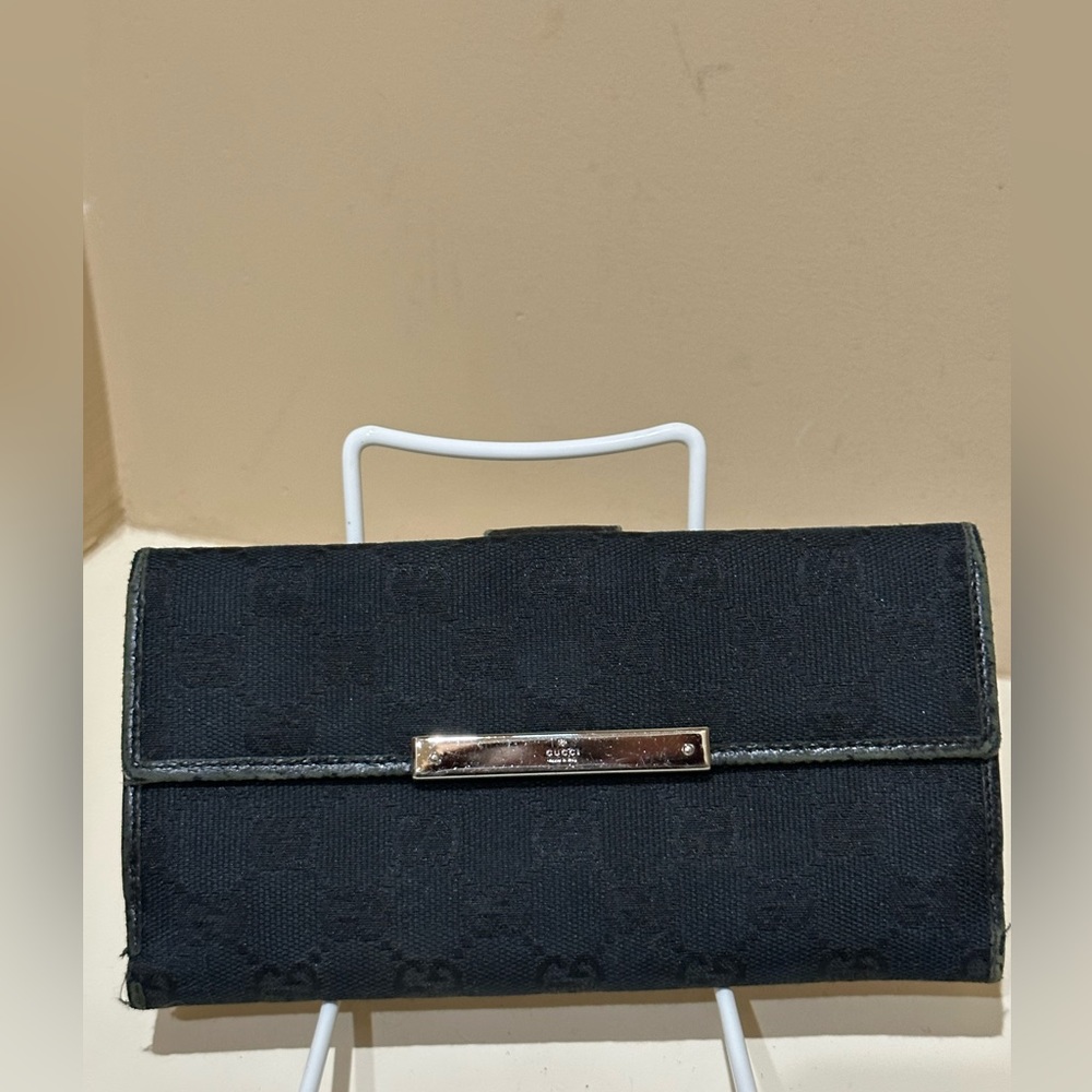 Gucci GG Canvas/Leather Monogram Black Long Wallet